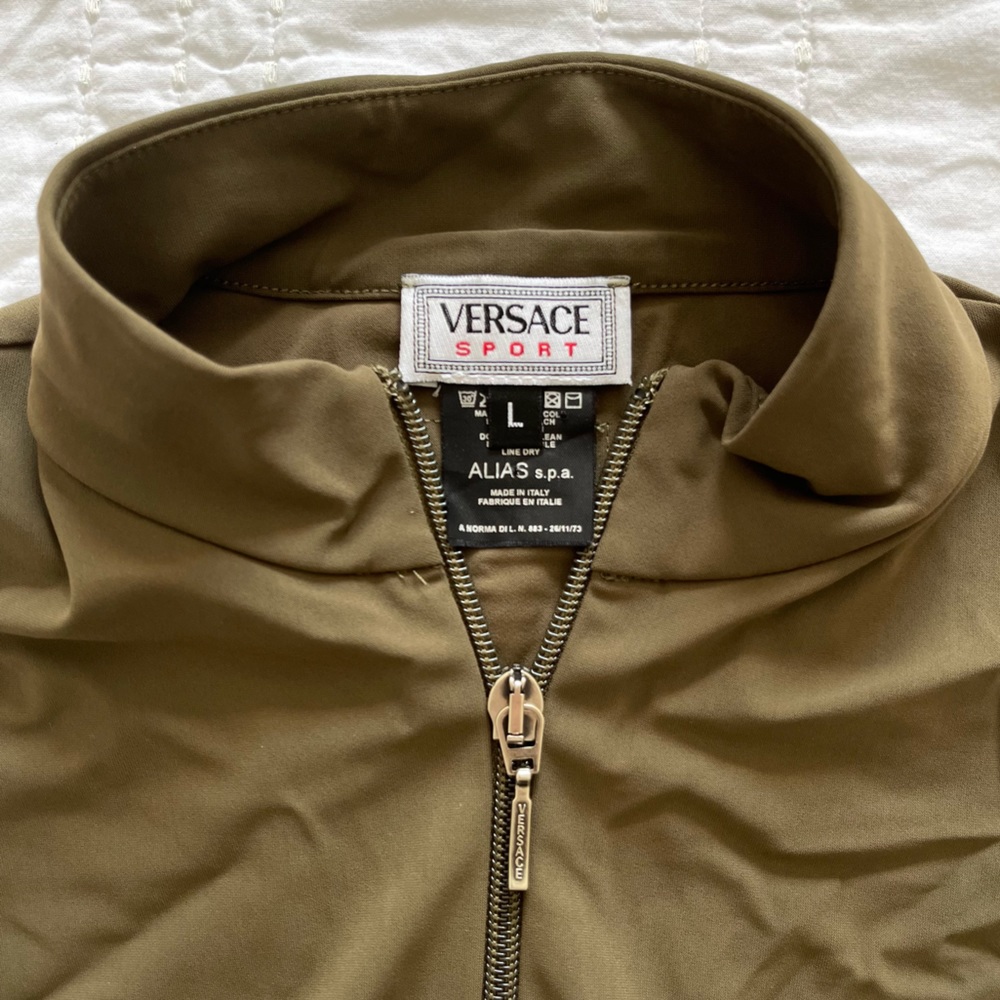 Versace Sport women bra olive green front zipper back cutout size L